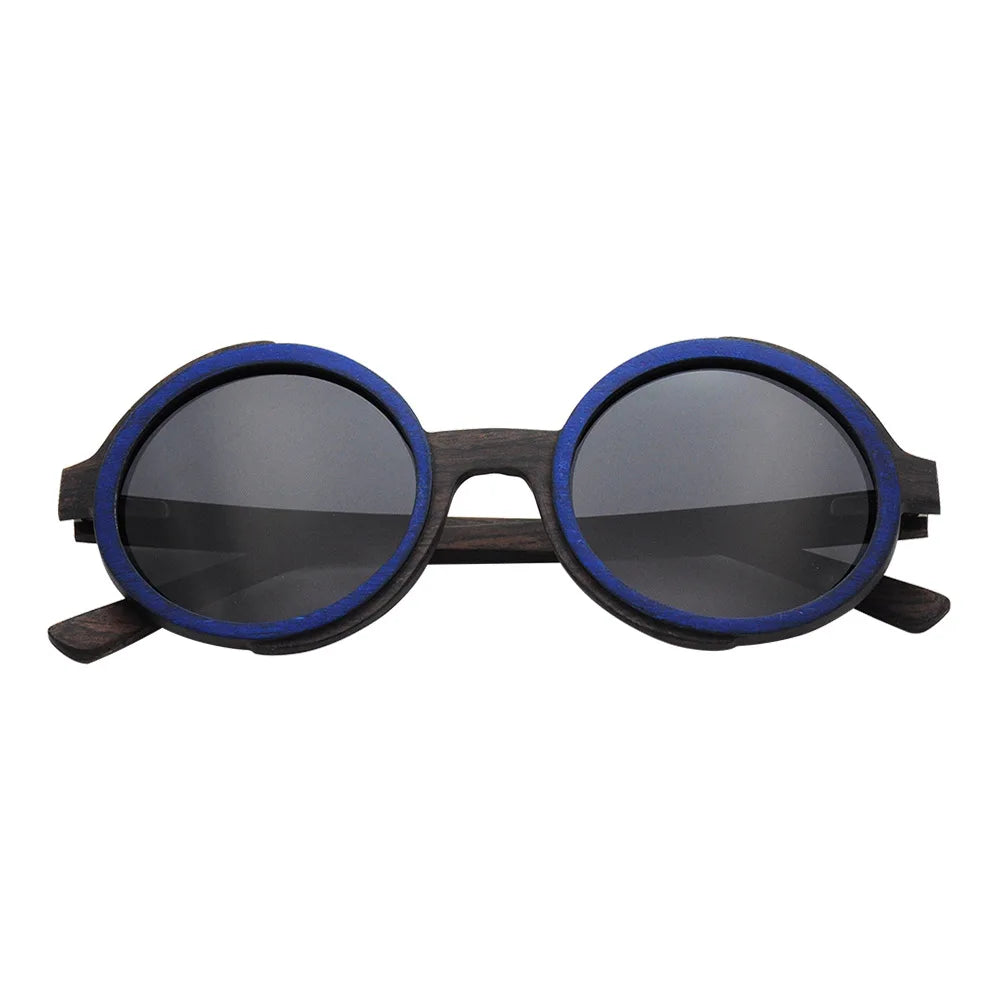 Vintage Polarized Round Wooden Sunglasses