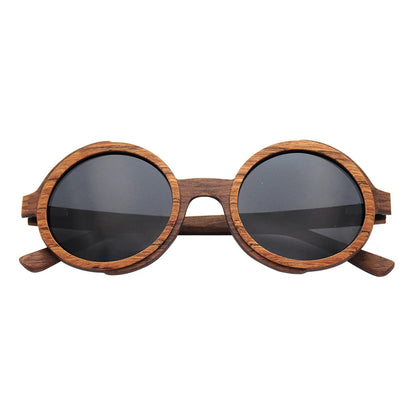 Vintage Polarized Round Wooden Sunglasses