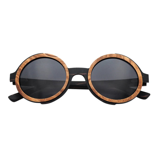 Vintage Polarized Round Wooden Sunglasses