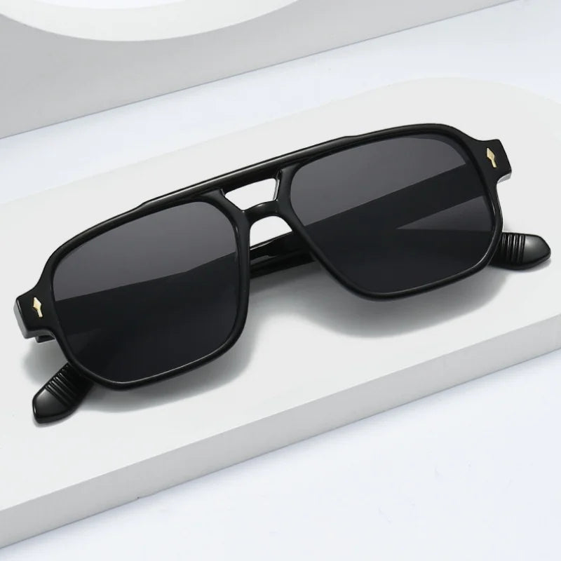 Retro Double Bridge Square Sunglasses