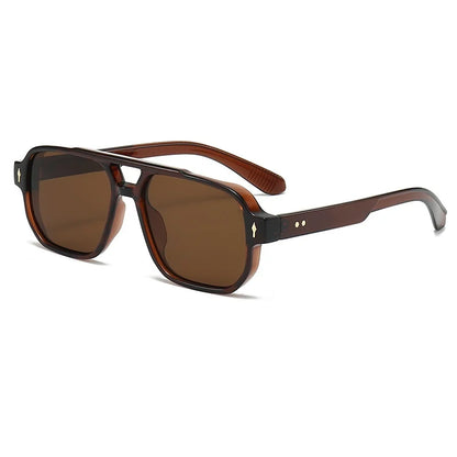 Retro Double Bridge Square Sunglasses